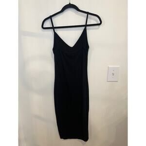 Nothing Fits But Black Ribbed Set S/M Bodycon Midi Dress & Cardigan Minimal